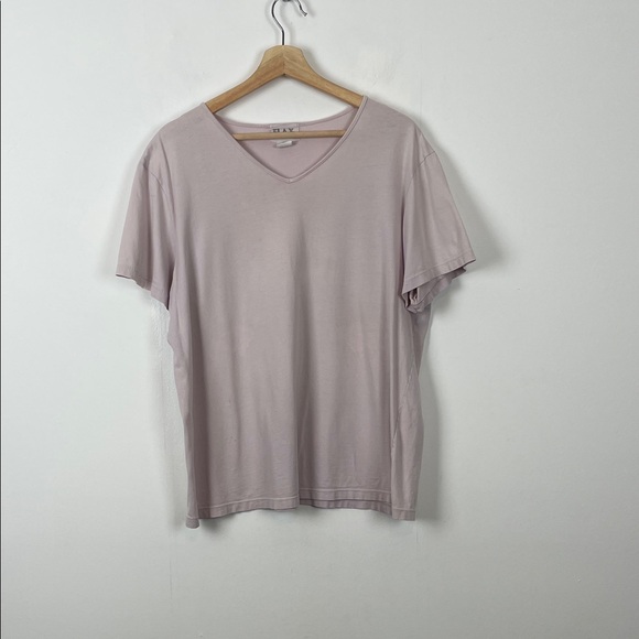 Flax Tops - FLAX Short Sleeve Pullover Women's XL V-Neck Casual Fit Mauve Pink T Shirt Top
